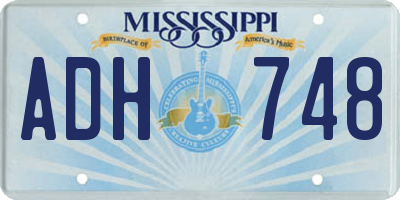MS license plate ADH748