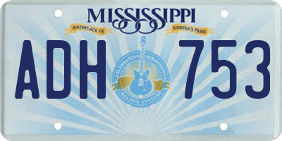 MS license plate ADH753