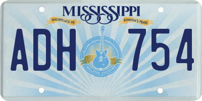 MS license plate ADH754