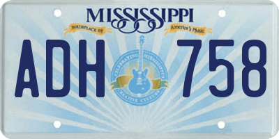 MS license plate ADH758