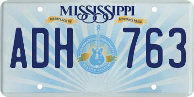 MS license plate ADH763