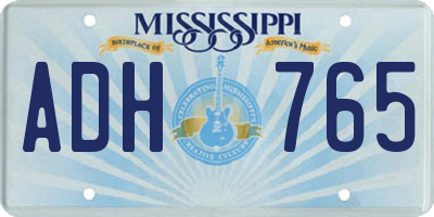 MS license plate ADH765