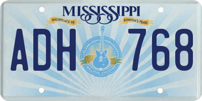 MS license plate ADH768
