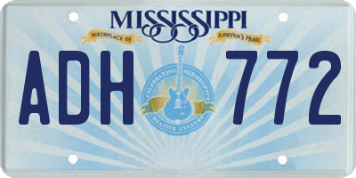 MS license plate ADH772