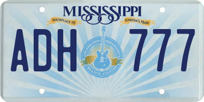 MS license plate ADH777