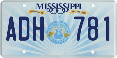 MS license plate ADH781
