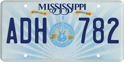 MS license plate ADH782