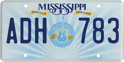 MS license plate ADH783