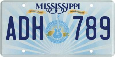 MS license plate ADH789