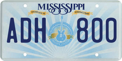 MS license plate ADH800