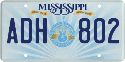MS license plate ADH802
