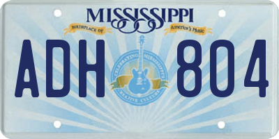 MS license plate ADH804