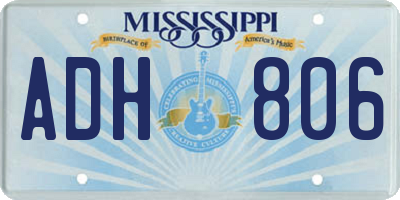 MS license plate ADH806
