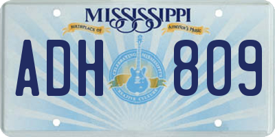 MS license plate ADH809