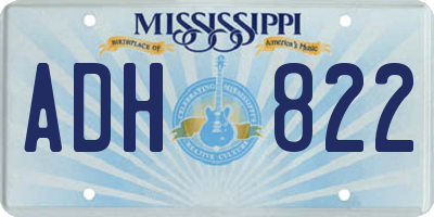 MS license plate ADH822