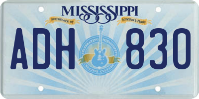 MS license plate ADH830