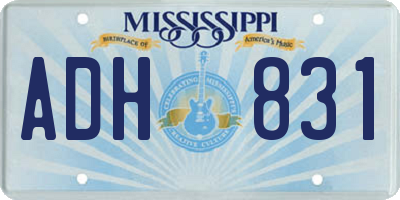 MS license plate ADH831