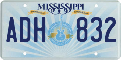 MS license plate ADH832