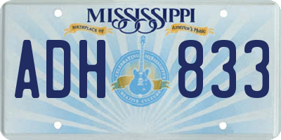 MS license plate ADH833