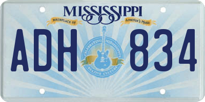 MS license plate ADH834