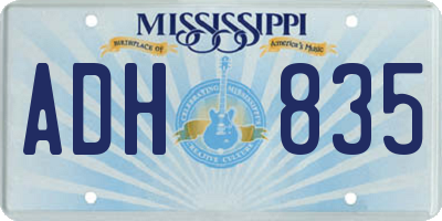 MS license plate ADH835
