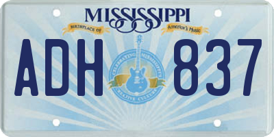 MS license plate ADH837