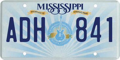 MS license plate ADH841