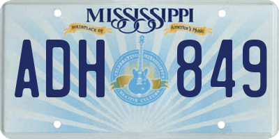 MS license plate ADH849