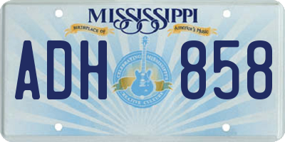 MS license plate ADH858