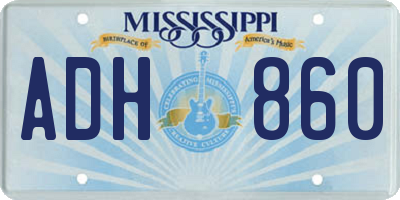MS license plate ADH860