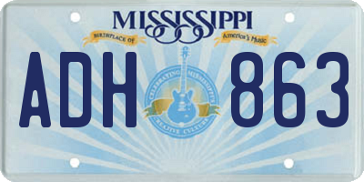 MS license plate ADH863