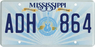 MS license plate ADH864