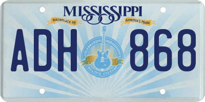 MS license plate ADH868