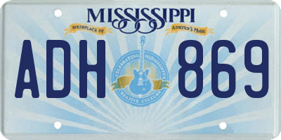 MS license plate ADH869