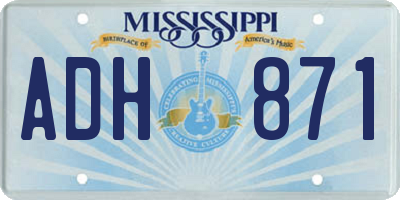 MS license plate ADH871