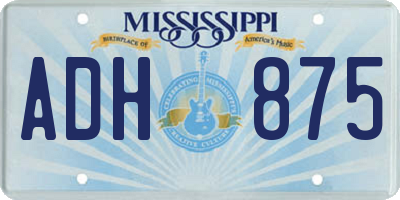 MS license plate ADH875