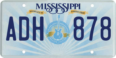 MS license plate ADH878