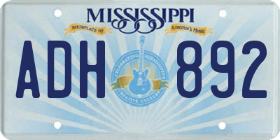 MS license plate ADH892