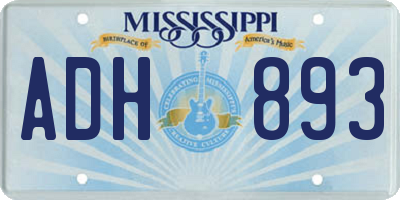 MS license plate ADH893
