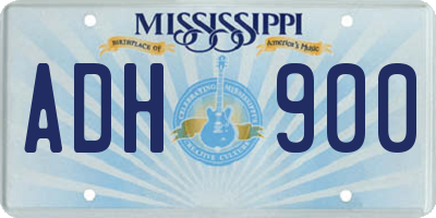 MS license plate ADH900