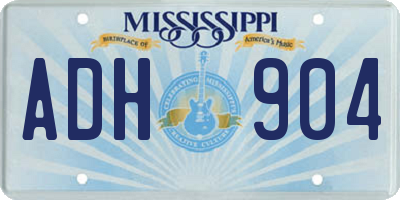 MS license plate ADH904