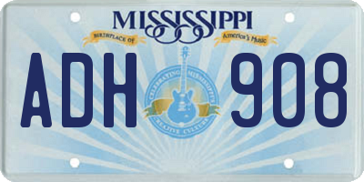 MS license plate ADH908