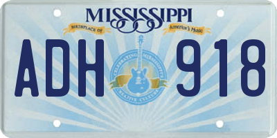 MS license plate ADH918