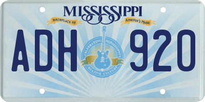 MS license plate ADH920