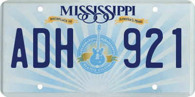 MS license plate ADH921