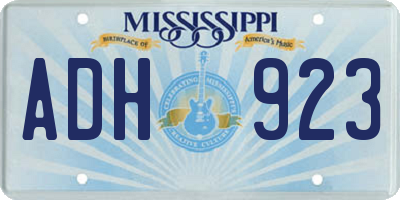 MS license plate ADH923