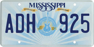 MS license plate ADH925