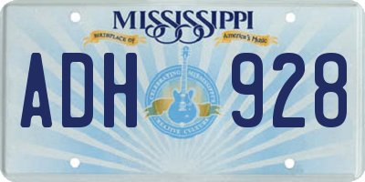 MS license plate ADH928