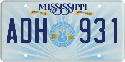 MS license plate ADH931