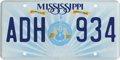 MS license plate ADH934